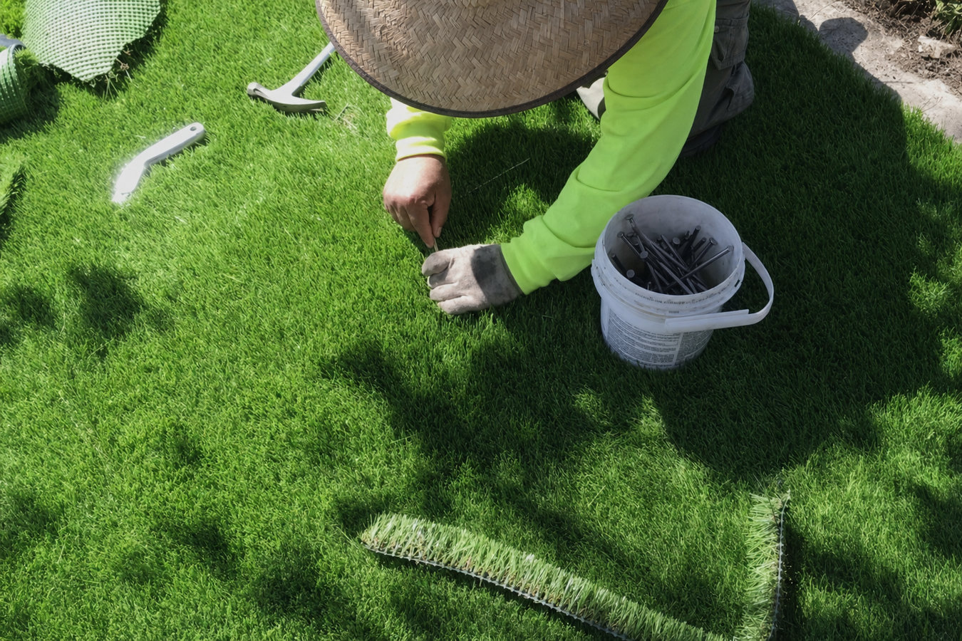 Artificial turf installation in Visalia, CA